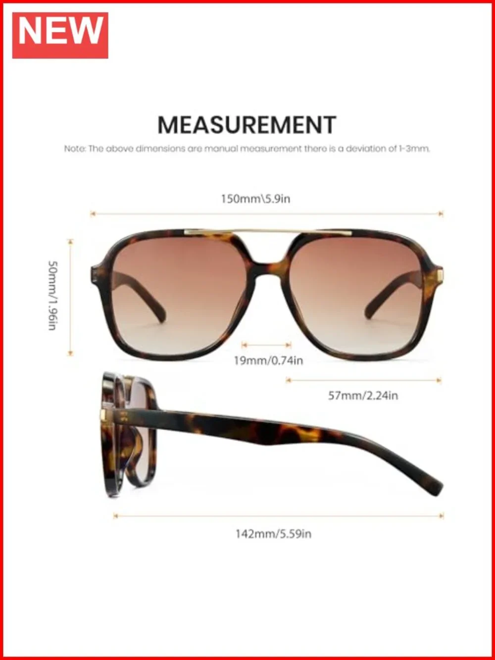 Oversized Aviator Sunglasses Retro Gold Metal Tangle Free UV Protection